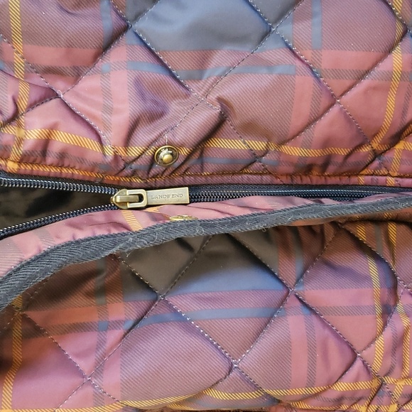 Lands' End Plus Size Plaid Quilted Puffer Jacket - Picture 5 of 16